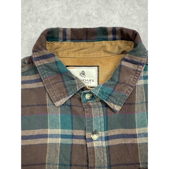 Legendary Whitetails Buck Camp‎ Flannel Shirt Mens Large Plaid Corduroy Trim - Picture 6 of 16